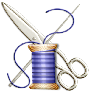 needle, thread and scissors clip art